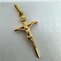 18K 750 Yellow Gold 1.4G Jesus Cross Pendant Charm!